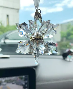 2022 Nový Crystal 3D snehové Vločky Auto Výbava Interrior Charms Ornament Crystal Figúrka Slnko Chytá Zavesenie na Vianočný Darček, Vianočné Remeselné