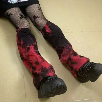 Lady Punk Teľa-dĺžka Ninja Pohode PU Popruh Ponožka Módne Hip-hop Streetwear Ženy Black Red tie Dye Gotický Leg Warmer 2022 v Lete