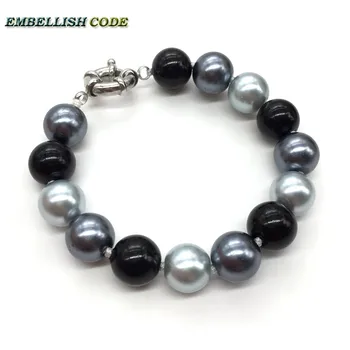 veľkoobchod 12mm sea shell perly náhrdelník matka pearl perfektné kolo ako loptu klasický štýl sivá čierna najvyššej kvality pre lady