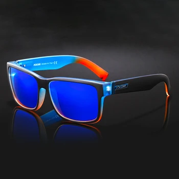 KDEAM Šport Pánske Zrkadlo Polarizované slnečné Okuliare Modré Odtiene Značky Dizajnér Obdĺžnik Vonkajší Jazdy Slnečné Okuliare Ženy S Box